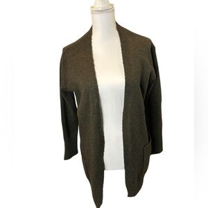 Cielo Women's Cardigan Sweater Olive Open Front Small